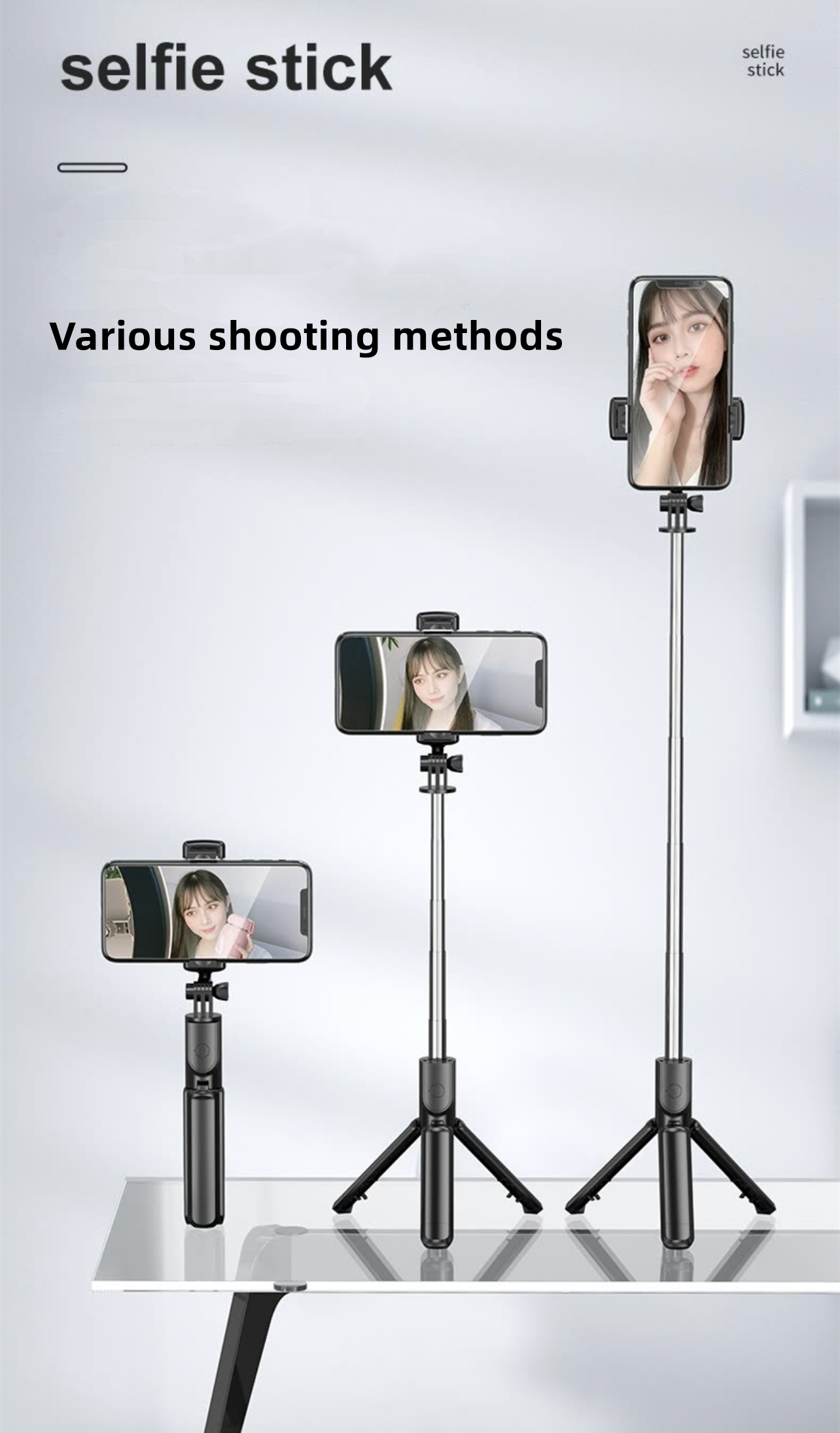 Selfie-stick selfiepinne  Bluetooth  Integrated Tripod Färg svart - 2