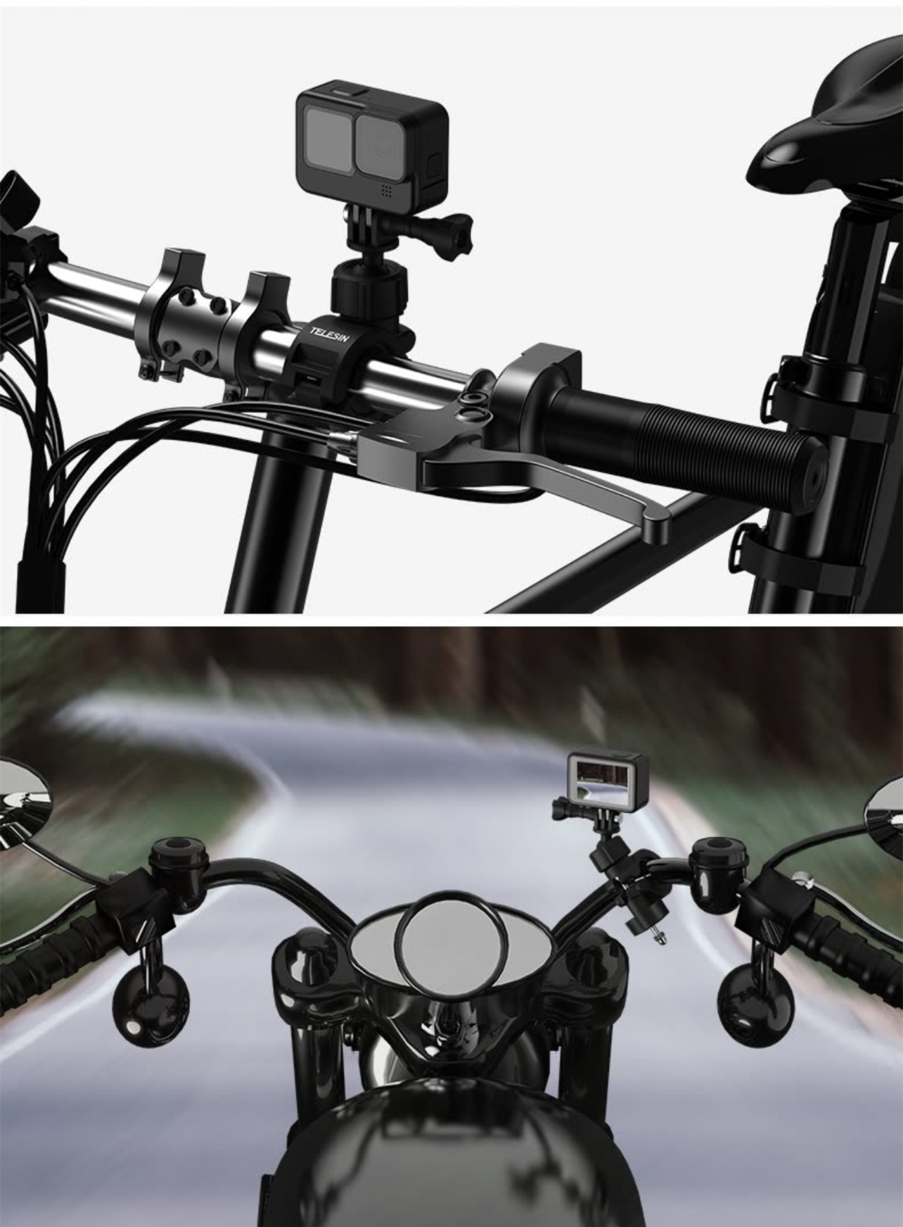 TELESIN Actionkamera Tillbehör fäste för och mobiltelefon på cyklar motorcyklar - 6