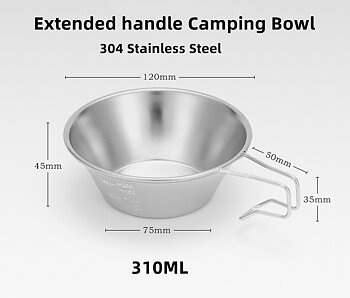  304 Stainless Steel Extended Handle Camping Bowl Camping skål