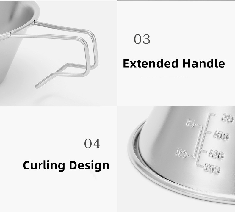  304 Stainless Steel Extended Handle Camping Bowl Camping skål - 7