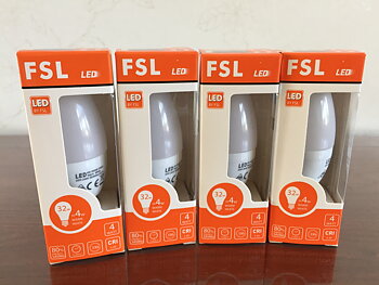 paket 4st  4W (32W)  3000K  LED Kronljus  E14 330 Lumen 15000Hrs Lampor  Glob 