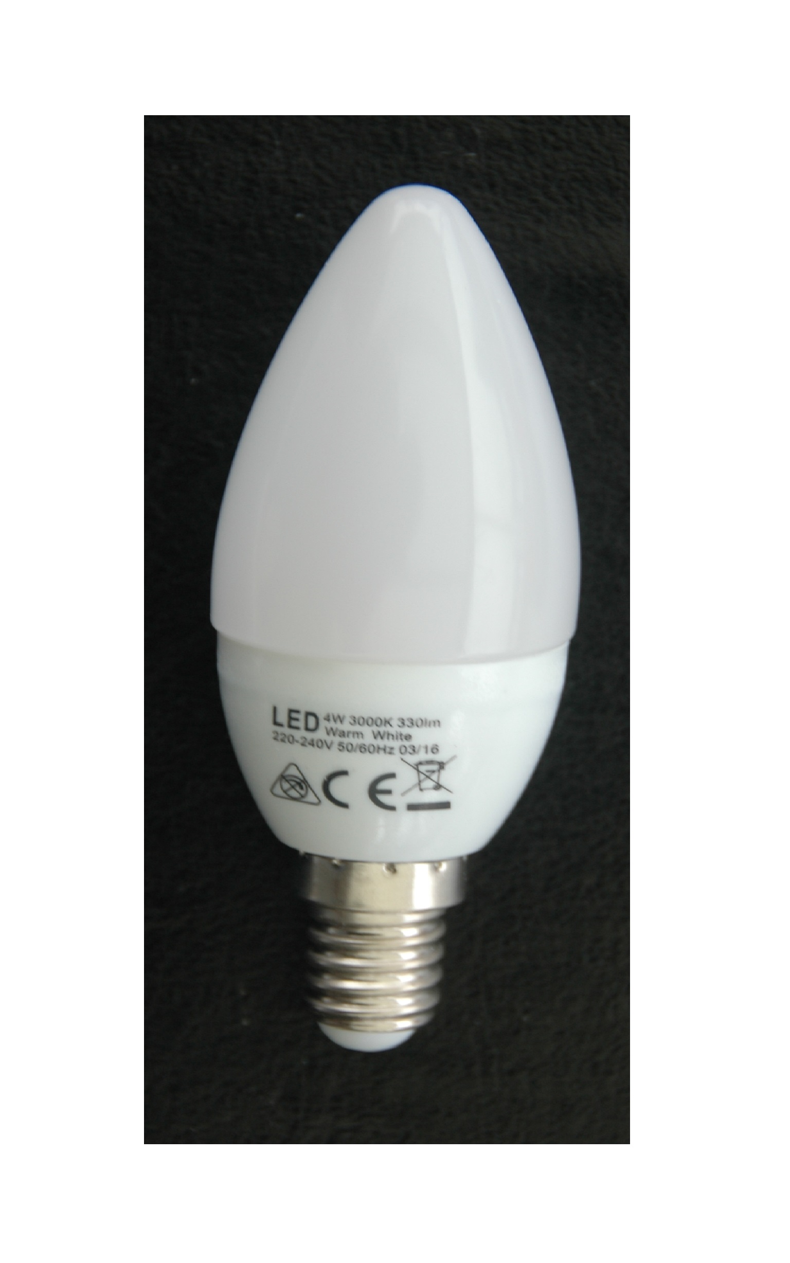 paket 4st  4W (32W)  3000K  LED Kronljus  E14 330 Lumen 15000Hrs Lampor  Glob  - 2