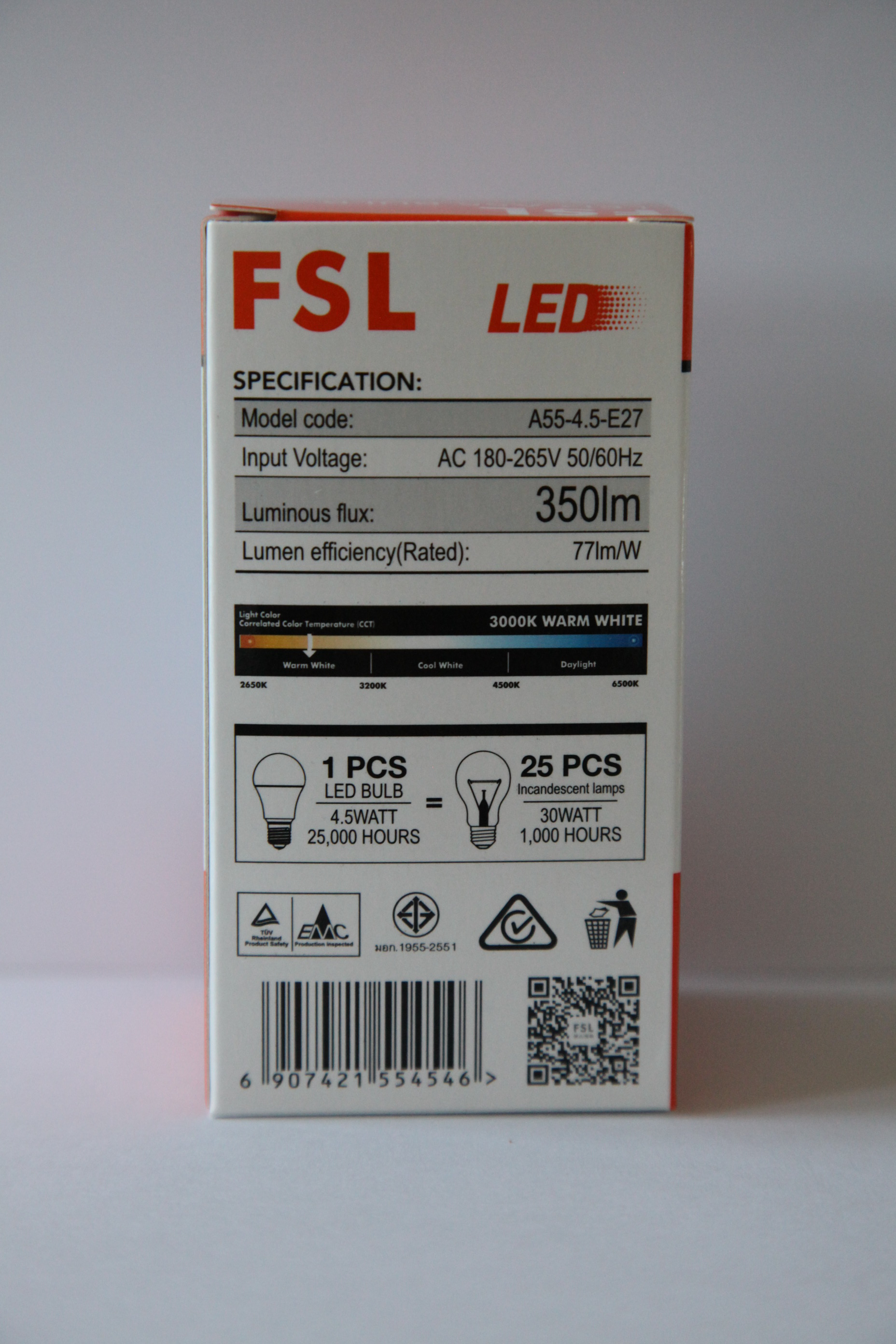 Paket 4st 4.5W 3000K   LED Normallampa  E27 350 Lumen 25000Hrs   Lampor  Glob - 3