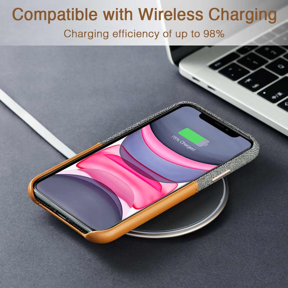 iPhone 11 Premium Phone Case  mobilskal with card Slot  Black+Brown - 6