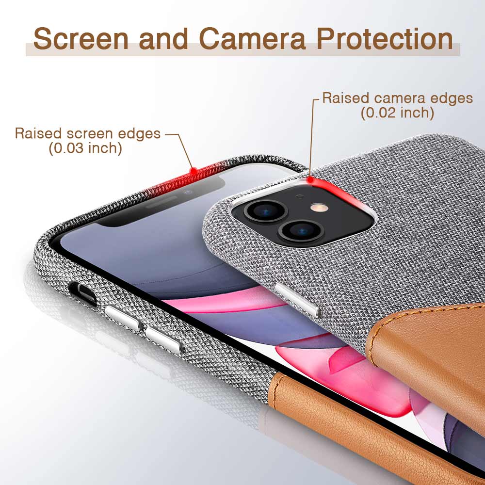 iPhone 11 Premium Phone Case  mobilskal with card Slot  Black+Brown - 5