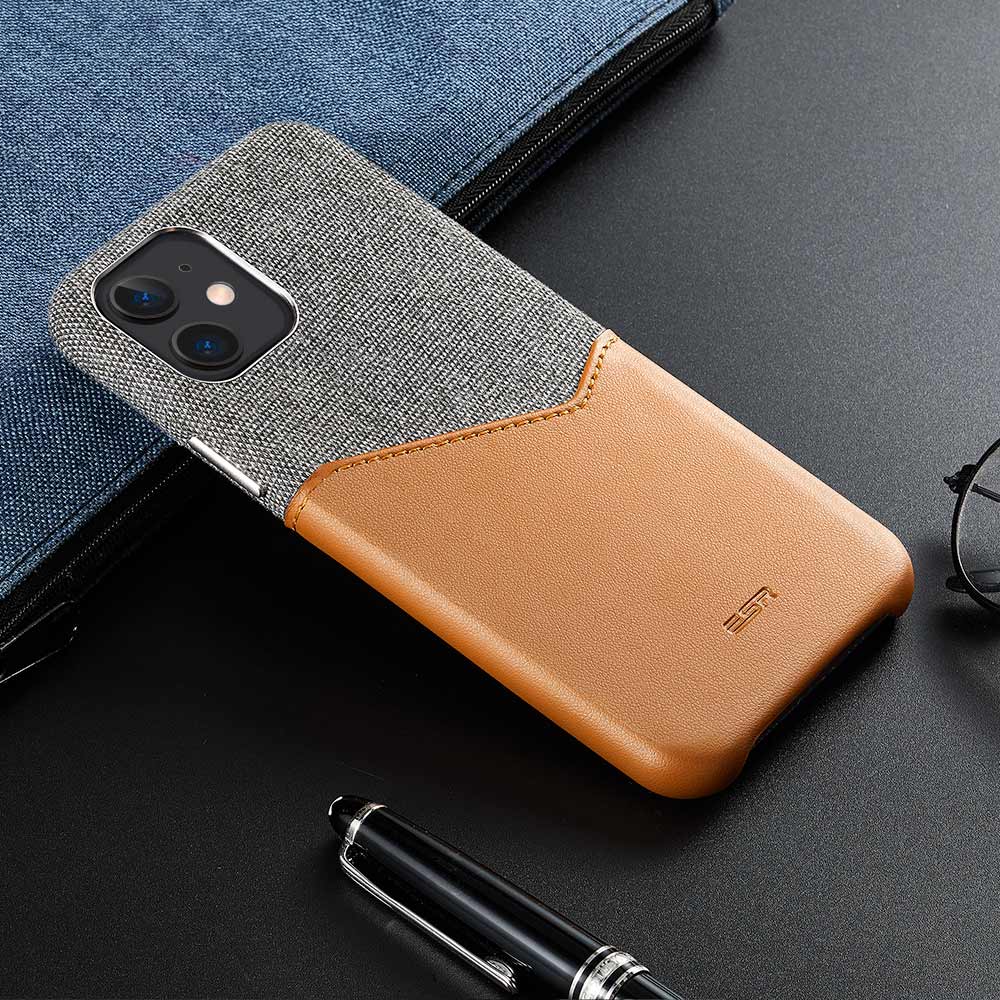 iPhone 11 Premium Phone Case  mobilskal with card Slot  Black+Brown - 8
