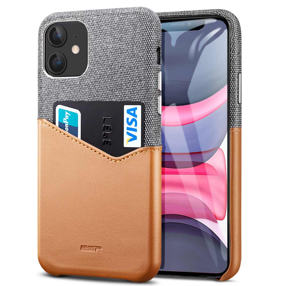 iPhone 11 Premium Phone Case  mobilskal with card Slot  Black+Brown