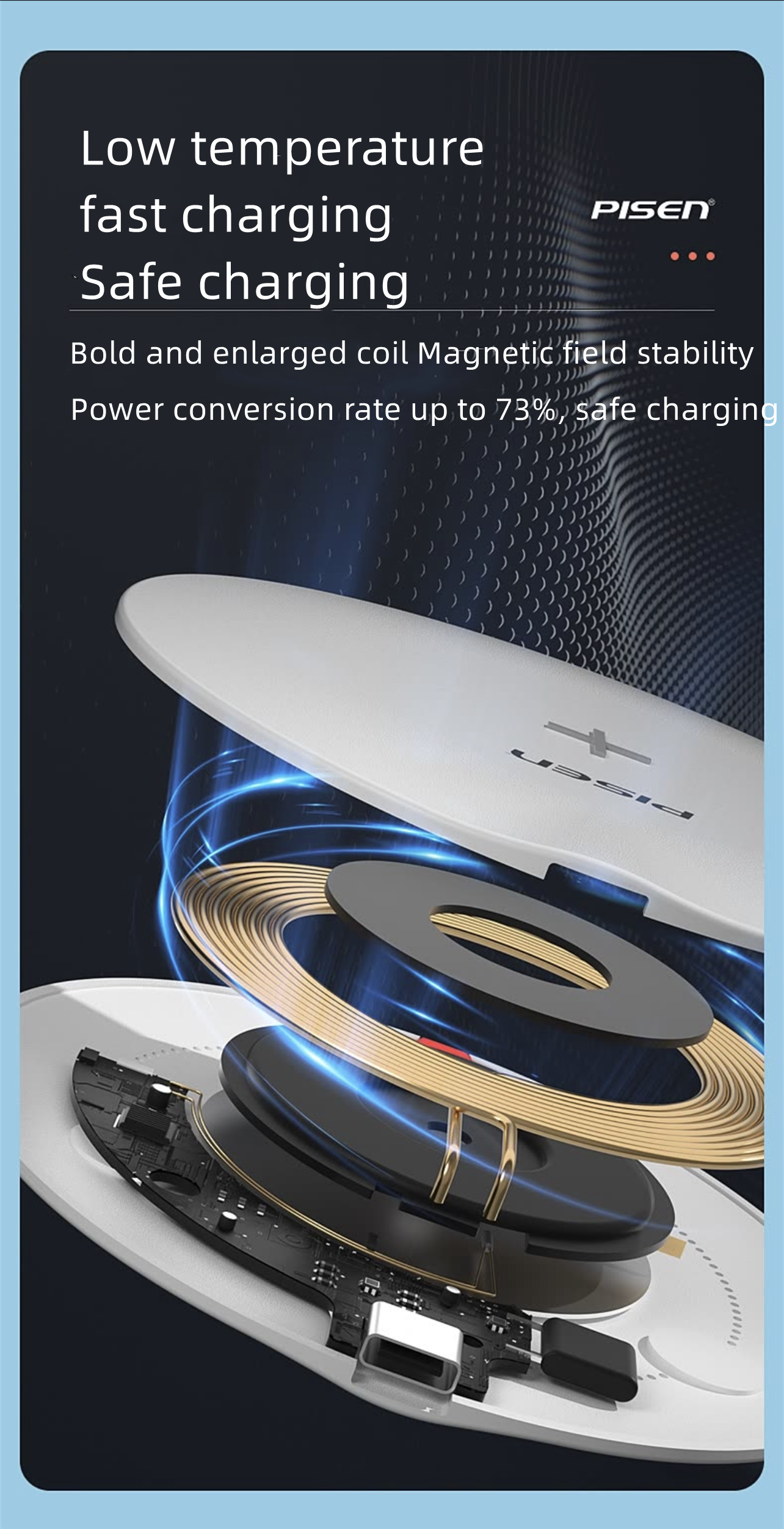 PISEN 15W  QI Certified Wireless fast Charger Trådlös mobilladdare - 3