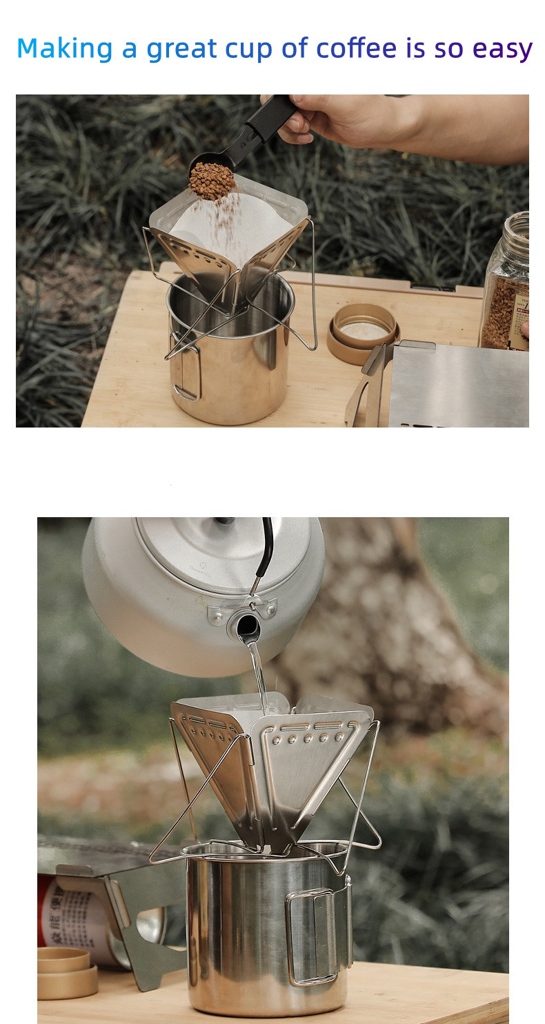 Foldable Coffee Filter Holder stainless steel Vikbar kaffefilterhållare rostfritt stål - 2