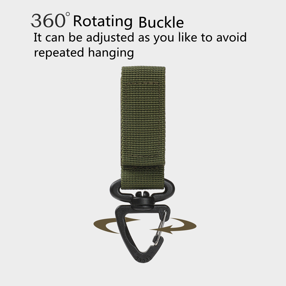 360 degree Rotating Buckle Outdoor backpack buckle keychain  Color: Army Green