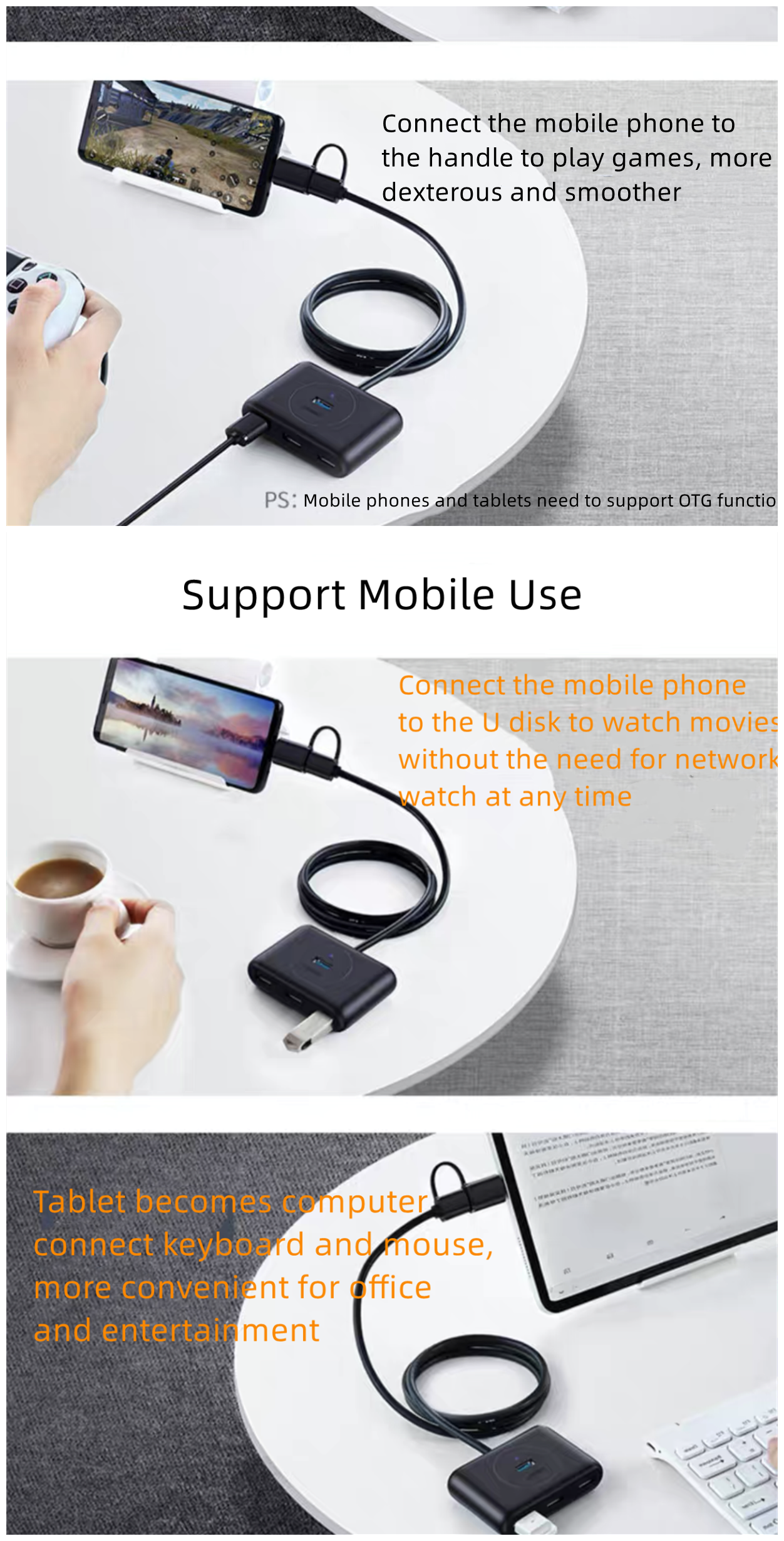 UGREEN 4 Ports USB 3.0 Hub Black 50cm - 5