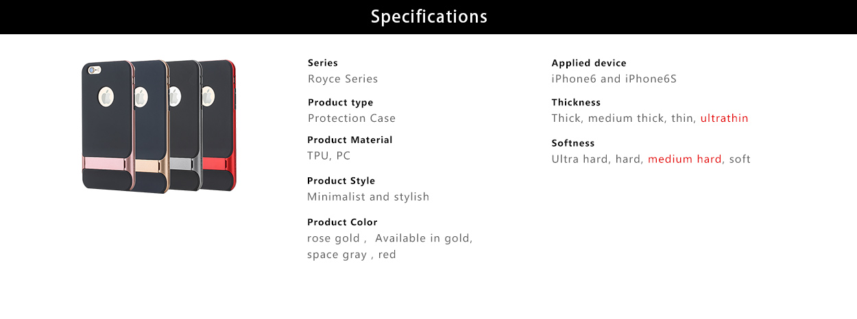 Iphone6/6s  Skyddsskal för Royce serie med  stöd Guld färg - 6