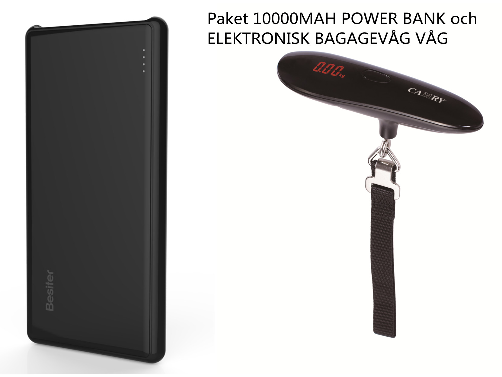 Superpris! 10000mAh Power bank + Elektronisk bagagevåg våg
