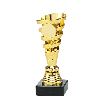 Pokal/Statyett Moss - 155 mm - Guld/Silver/Brons - Inklusive jetong och skylt med text