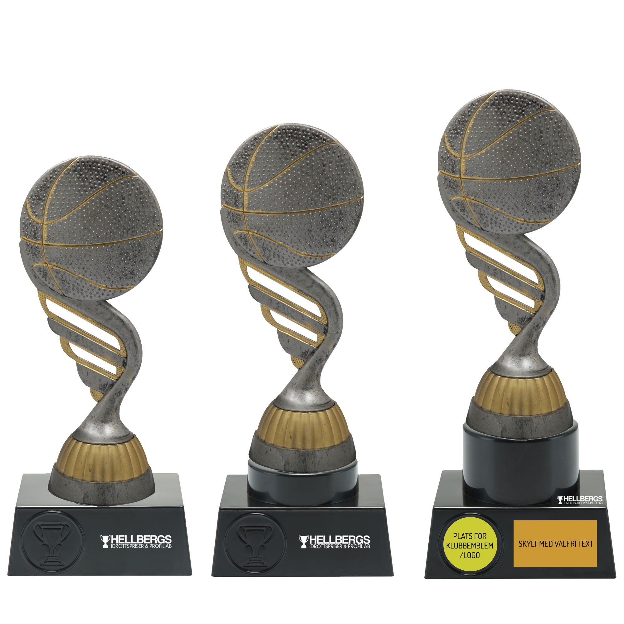 Basket statyett Antik/Silver - Inklusive skylt med text - 3 olika storlekar