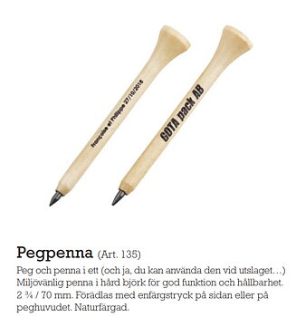 Pegpenna i björk - Inklusive 1-färgstryck - Miljövänlig