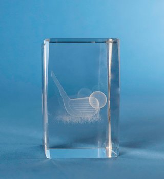 Golf Neutralt motiv i 3D glas - 4 olika storlekar - Inklusive skylt med text