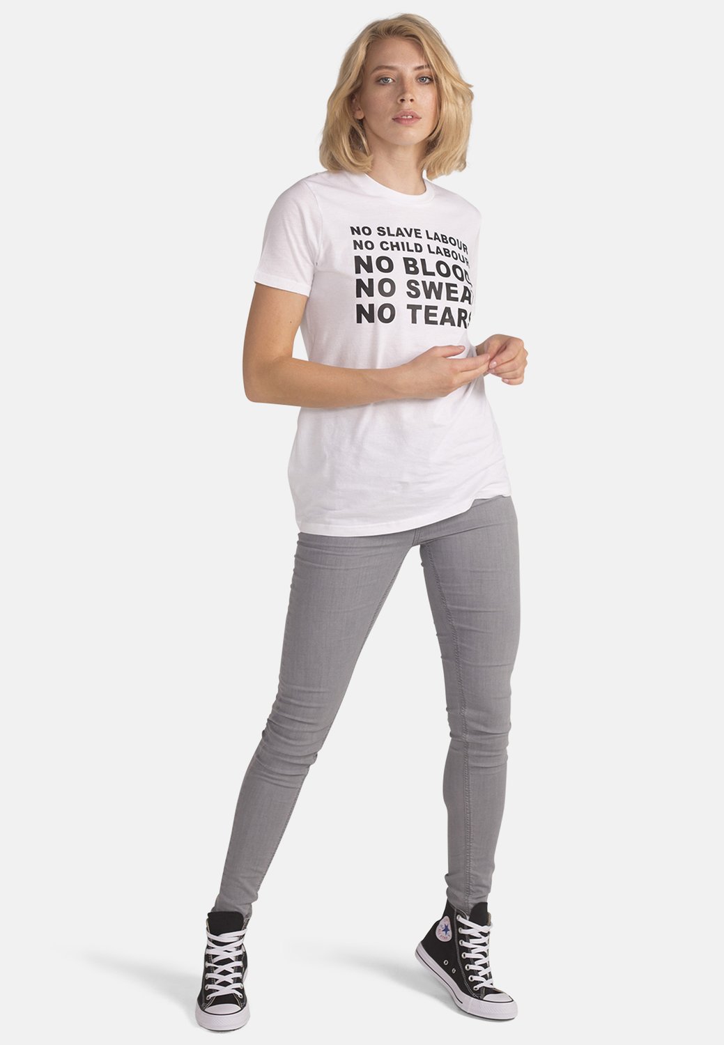 Women's Organic Cotton Mantra Tee in White, Monkee Genes, EKO - 5
