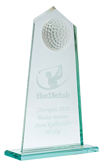 Golf Glas Award - 3 olika storlekar - Inklusive glasgravyr med text/motiv