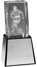 Fotbollsspelare Herrmotiv i 3D glas - 4 olika storlekar - Pris inklusive skylt med text - 3