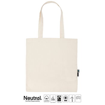 Tygkasse med långa handtag - Tunn modell -  Neutral - Fairtrade & EKO GOTS - Natur