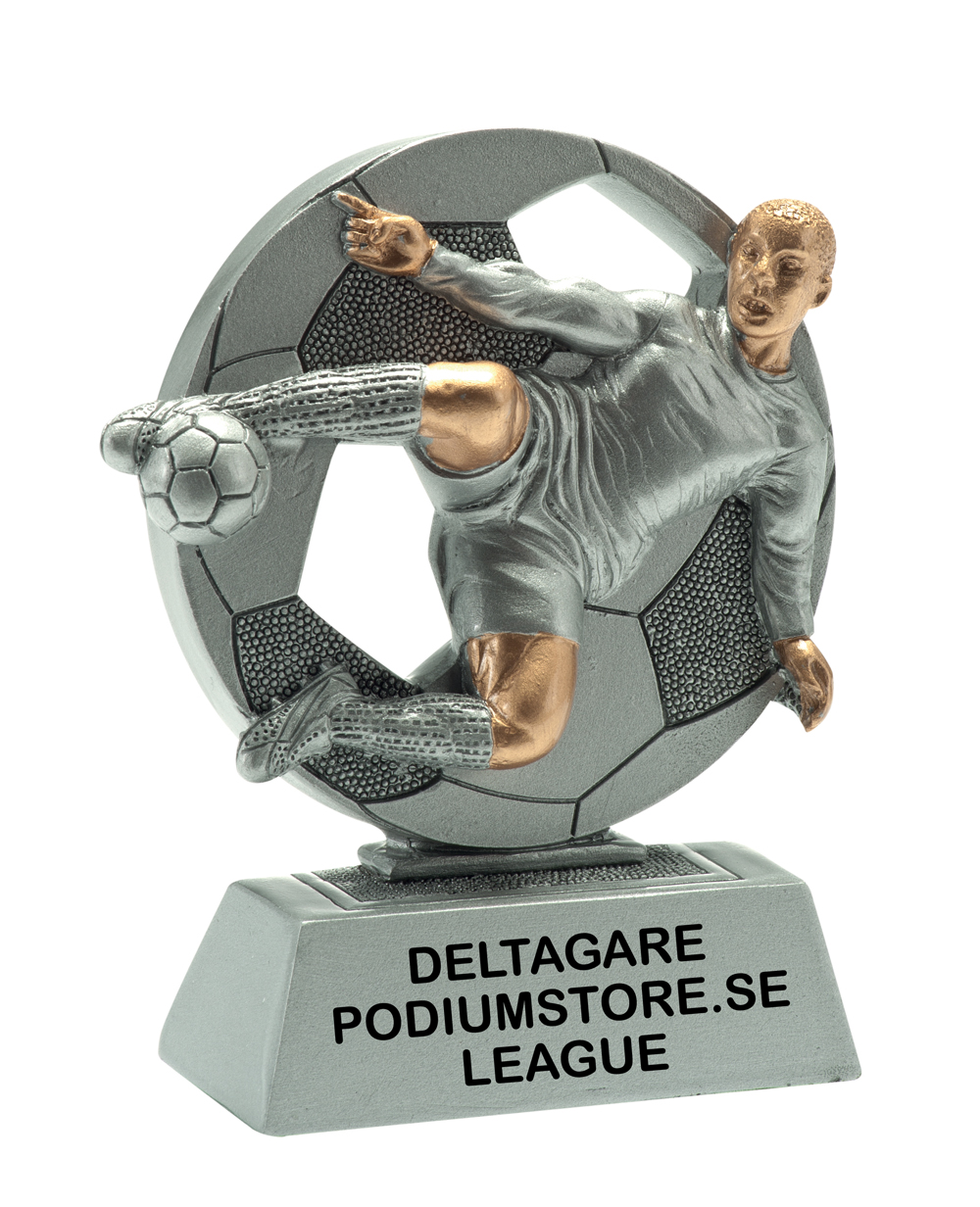 Statyett Fotboll Volley, 85 mm hög - Pris inklusive skylt med text