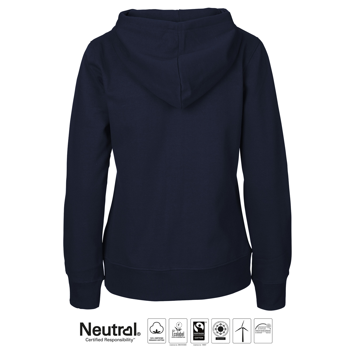Hoodtröja med zip  ÖSS, Dam, Navy, Neutral, Fairtrade & EKO - 2