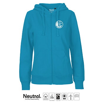 Hoodtröja med zip  ÖSS, Dam, Sapphire/Cyan, Neutral, Fairtrade & EKO
