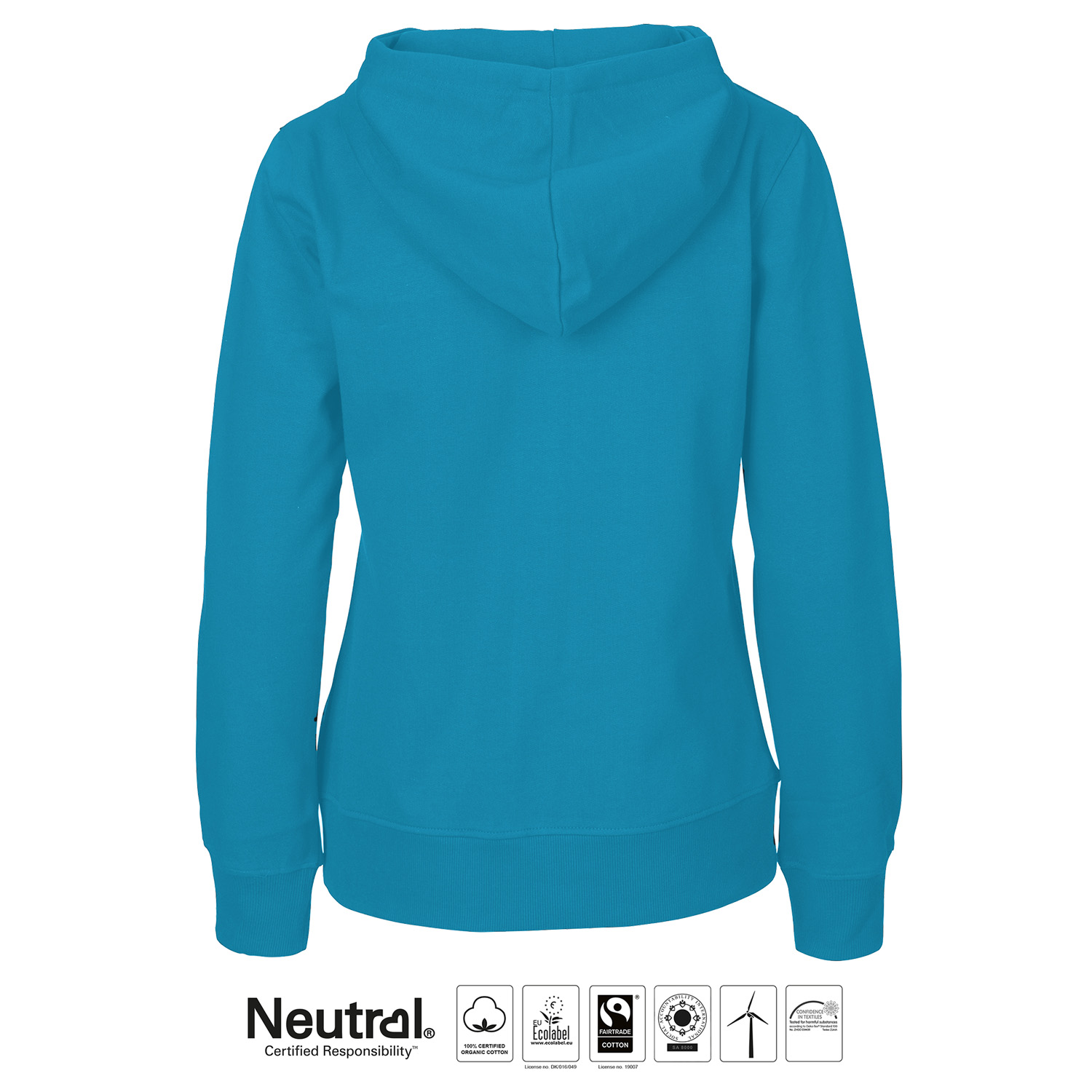 Hoodtröja med zip  ÖSS, Dam, Sapphire/Cyan, Neutral, Fairtrade & EKO - 2