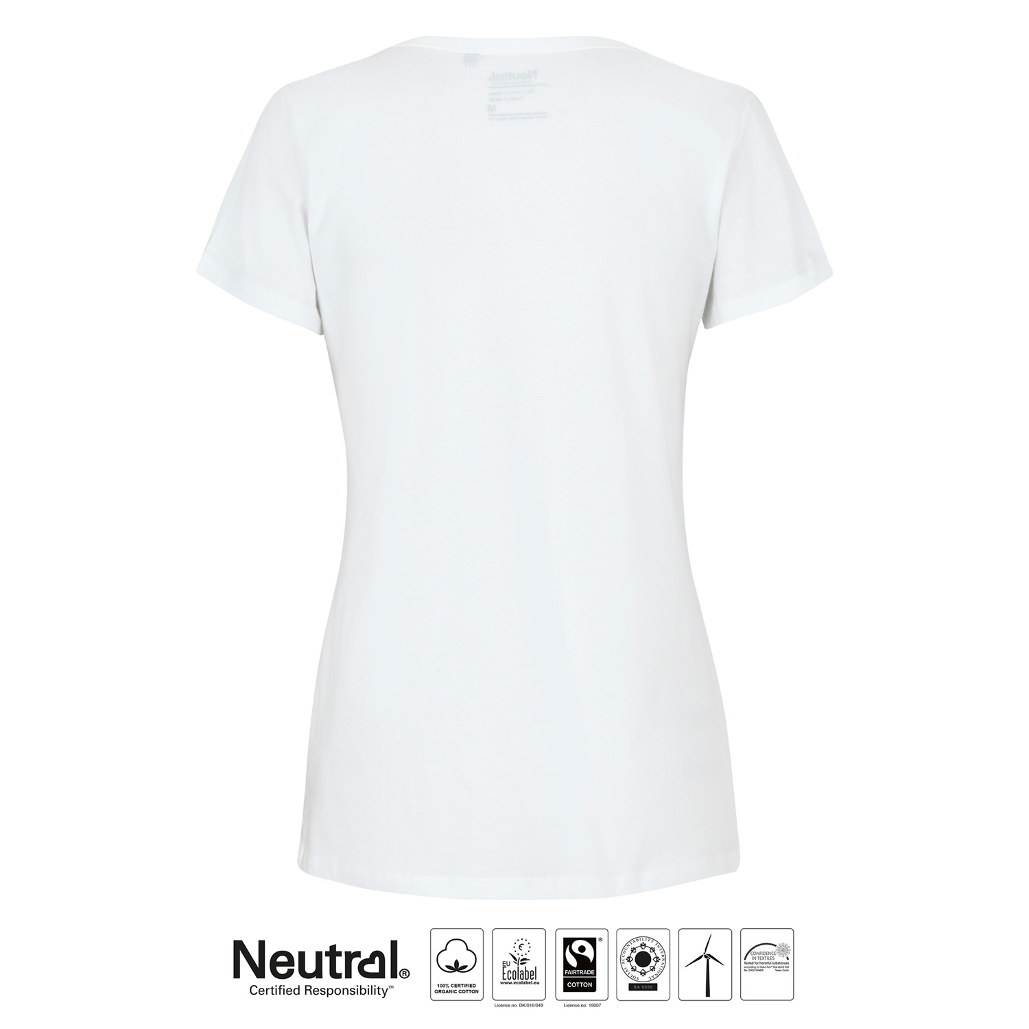 Ladies Deep Round Neck T-shirt, White, Neutral, Fairtrade & EKO GOTS - 3