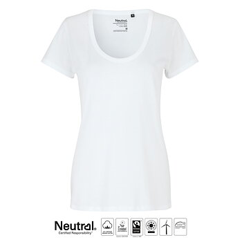 T-shirt Djup halsringning - Dam - Neutral - Fairtrade, EKO & GOTS - Vit