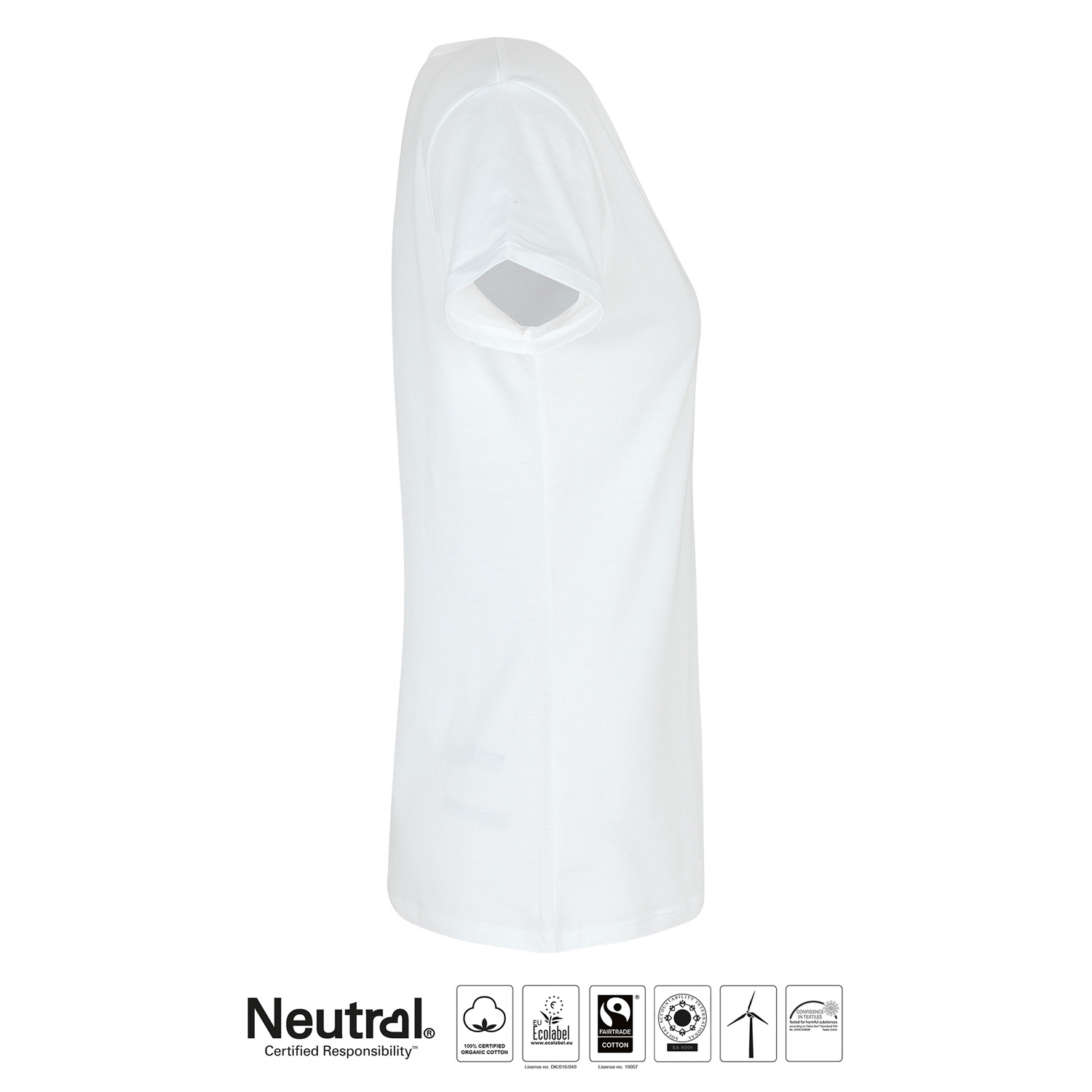 Ladies Deep Round Neck T-shirt, White, Neutral, Fairtrade & EKO GOTS - 4
