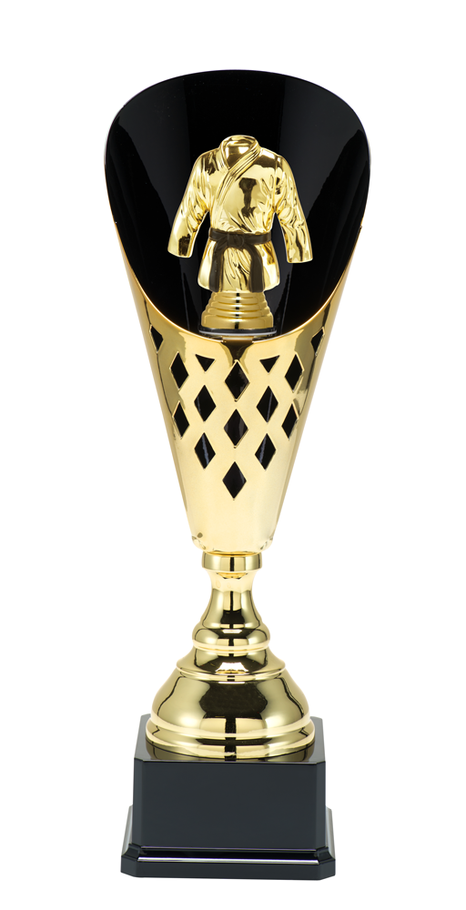 Guldpokal Budo Trophies  - 400/455/505 mm - Inklusive skylt med text