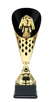 Guldpokal Budo Trophies  - 400/455/505 mm - Inklusive skylt med text