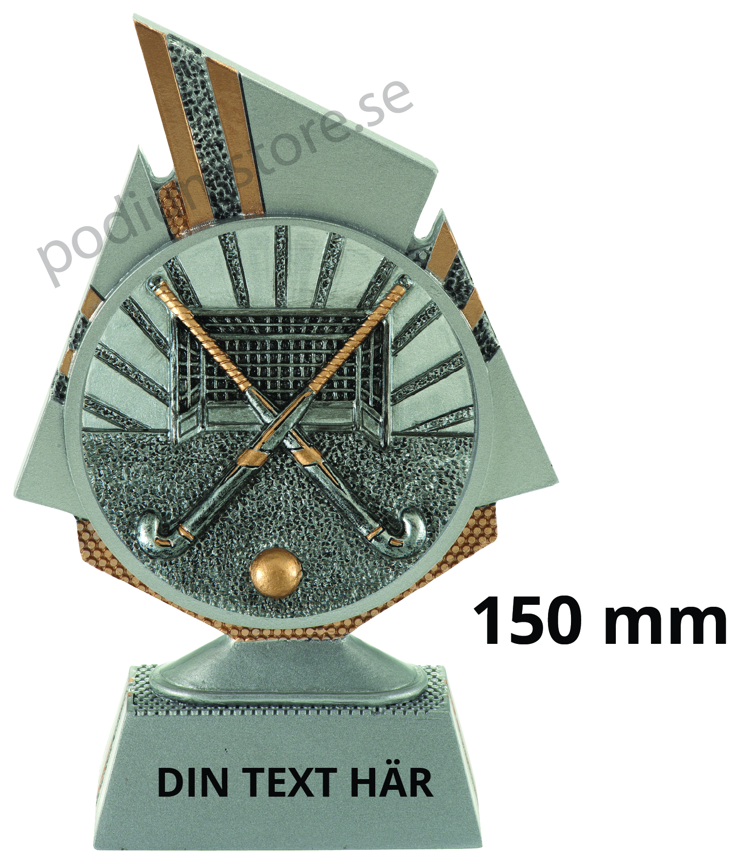 Landhockey statyett Blaze 1.0 - 150 mm - Inklusive skylt med text