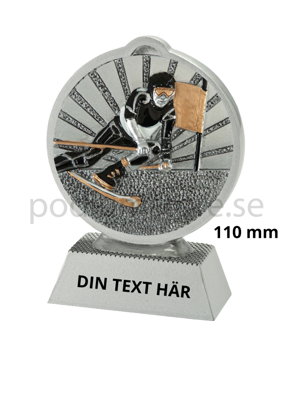 Utförsåkning statyett Resin - 110 mm - Inklusive skylt med text