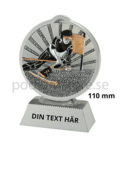 Utförsåkning statyett Resin - 110 mm - Inklusive skylt med text