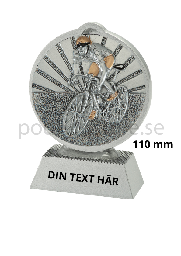 Landsvägscykling statyett Resin - 110 mm - Inklusive skylt med text