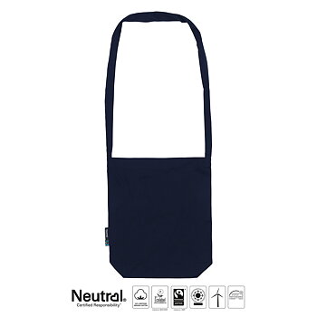 Tygväska med långa band - Neutral - Fairtrade & EKO GOTS - Navy