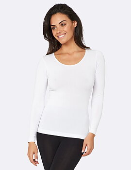 Långärmad T-shirt - Crew Neck - Dam - Vit - BOODY - EKO (UTGÅR)