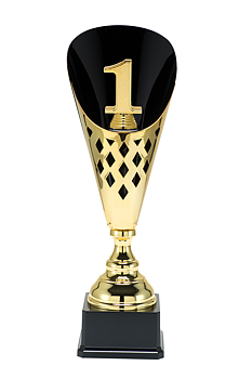 Guldpokal i metall 1:a, 2:a, 3:a Trophies  - 3 olika storlekar - Inklusive skylt med text