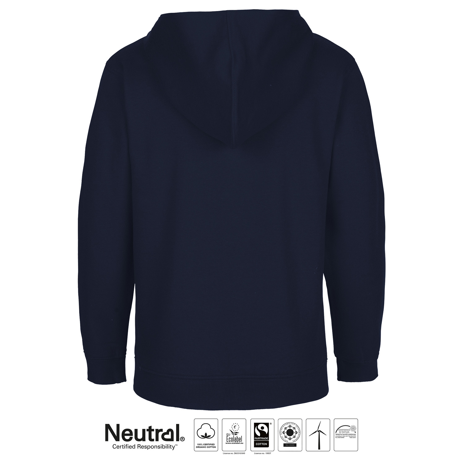Hoodtröja med zip ÖSS, Barn, Navy, Neutral, Fairtrade & EKO - 2