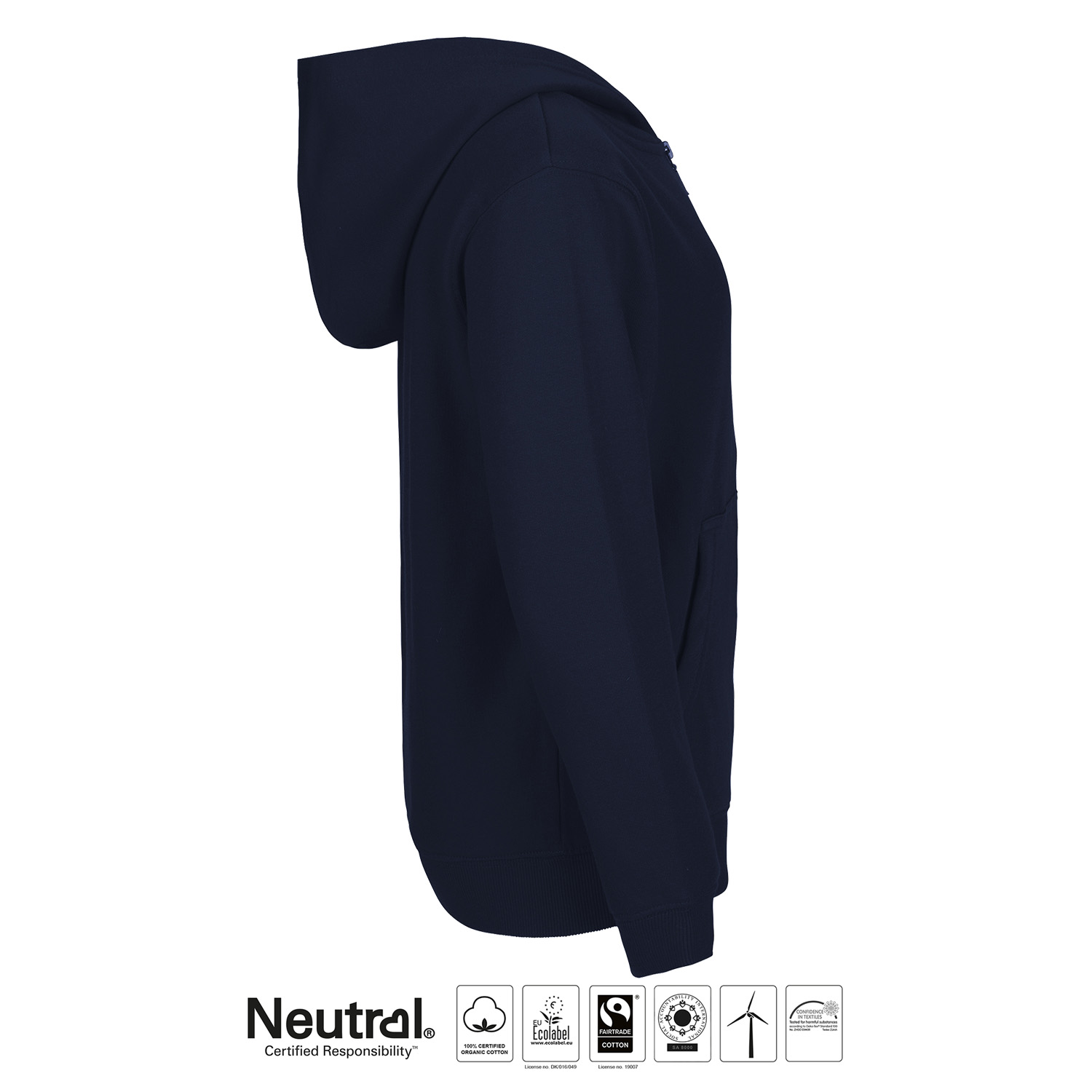Hoodtröja med zip ÖSS, Barn, Navy, Neutral, Fairtrade & EKO - 3
