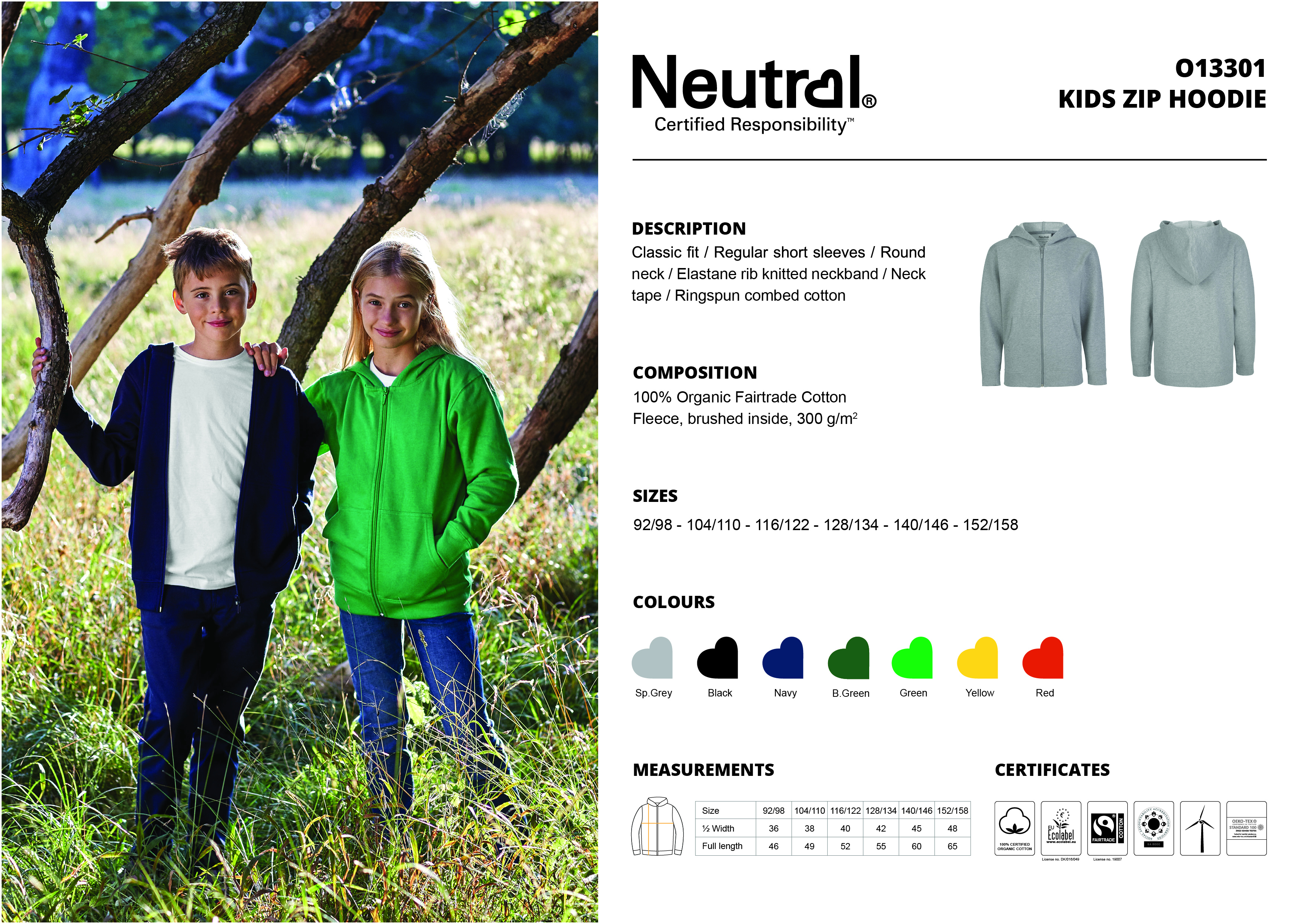 Hoodtröja med zip ÖSS, Barn, Navy, Neutral, Fairtrade & EKO - 4