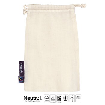 5-pack Bomullspåsar med snördragning - Small - Neutral - Fairtrade & EKO GOTS - Natur