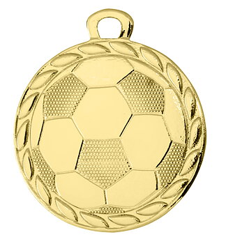 Medaljer 32 mm präglad - Fotboll - Guld