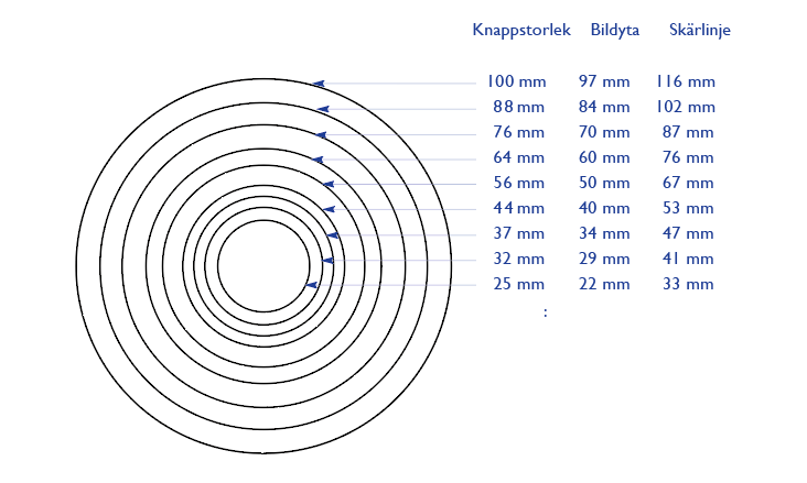 Badges/Rockmärken 25, 44 & 56 mm Ø, inklusive 4-färgstryck - Offereras - 7
