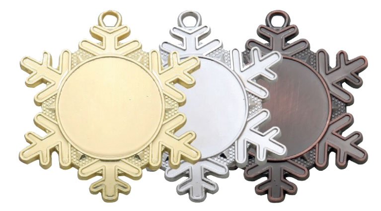 Medaljer 50 mm Snowflakes - Guld, Silver, Brons - 2