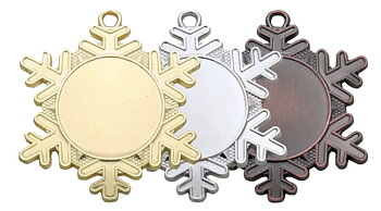 Medaljer 50 mm Snowflakes - Guld, Silver, Brons