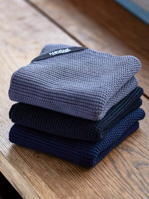 Pearl Knit Kitchen Cloth (Pack of 2 pieces), Navy, Neutral, Fairtrade & EKO - 2